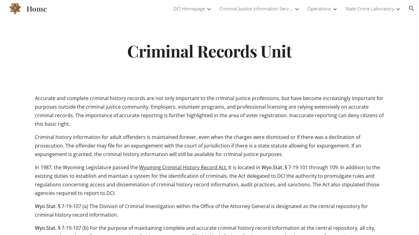 Home - Criminal Records Unit